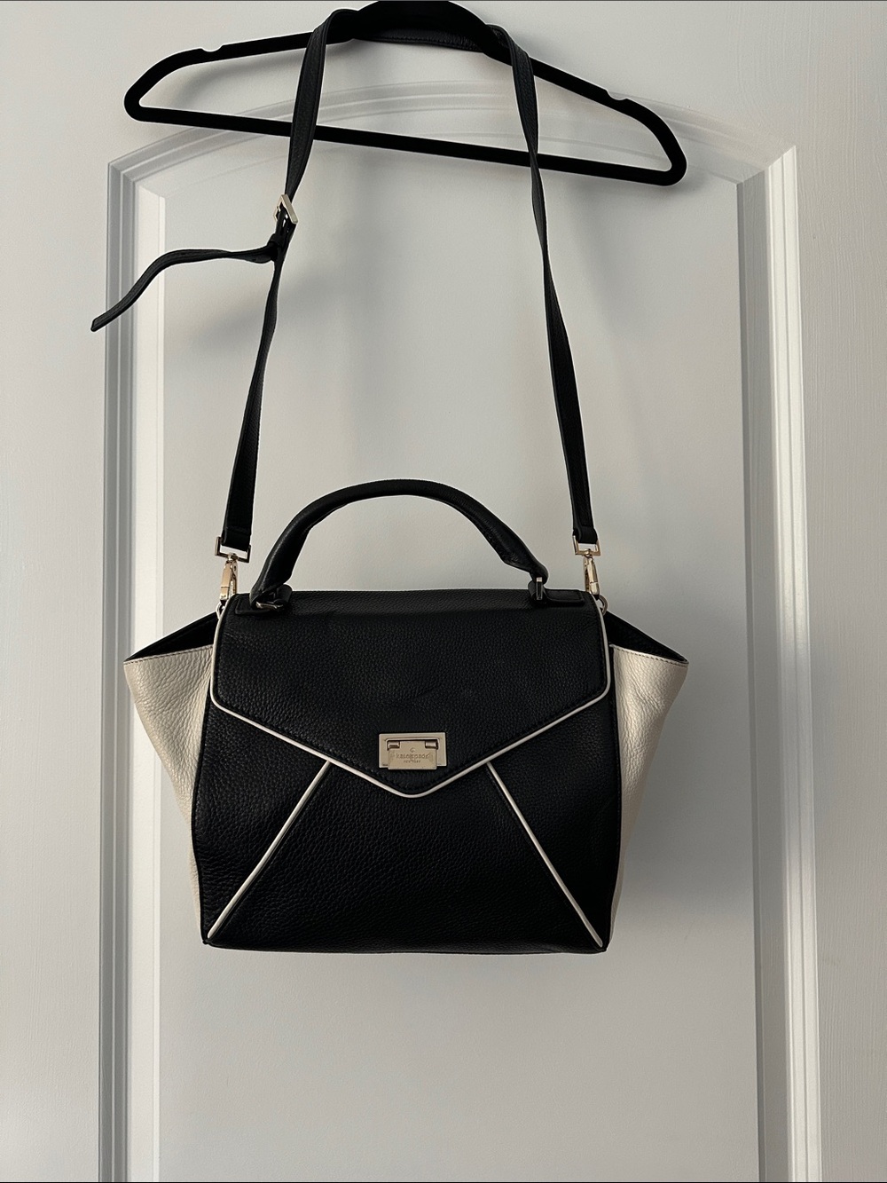 kate spade Black and Cream Envelope Satchel with Top Handle